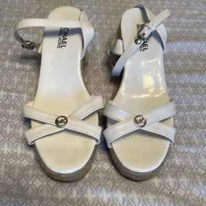 Size 8 Michael Kors wedge sandals white